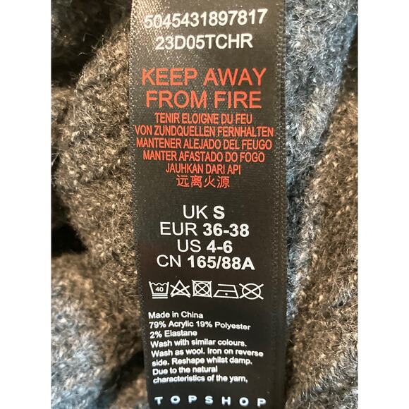 Topshop Cuffed Ribbed Relaxed Fit Funnel Neck Sweater Dress Sz 4-6 in Gray NWT - Picture 8 of 8